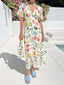 Printed V-Neck Short Sleeve Dress
