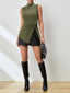 Twisted Mock Neck Ribbed Knit Top