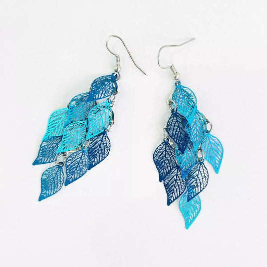 Zinc Alloy Leaf Dangle Earrings