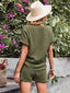 Notched Short Sleeve Top and Shorts Set