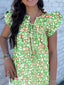 Printed Ruffled Cap Sleeve Blouse
