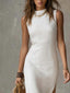 Full Size Sleeveless Mock Neck Slit Midi Dress Plus Size