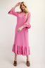 Celeste Full Size Textured Ruffle Hem Modest Dress Plus Size