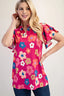 Celeste Bold Floral Ruffle Sleeve Top
