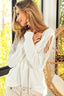 BiBi French Terry Cold Shoulder Ringstone Fringe Top