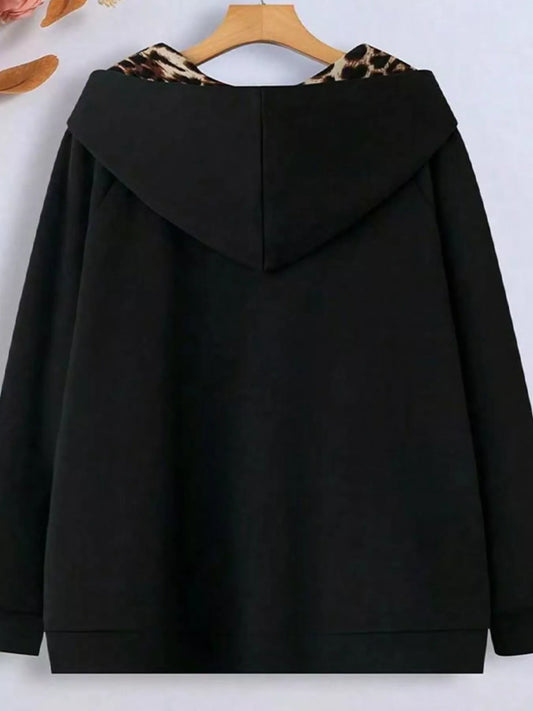 Hooded Leopard Lined Zip-Up Outerwear
