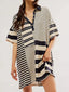 Striped Oversized Half Button Shirt Dress