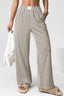 Stripe Elastic High Waist Pocketed Loose Pants