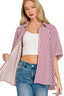 Zenana Oversized Stripe Button Down Shirt