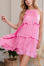 Tied Back Ruffled Layered Sleeveless Mini Dress
