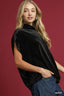 Umgee Velvet Mock Neck Sleeveless Blouse