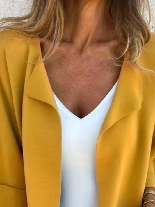 Full Size Open Front 3/4 Sleeve Casual Cardigan Plus Size