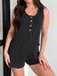 Button Detail Wide Strap Romper