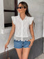 Lace Detail Ruffle Sleeve Button Up Shirt