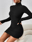Turtleneck Ribbed Bodycon Mini Dress