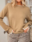 Leopard Bow Decor Split Cuff Contrast Trim Sweater