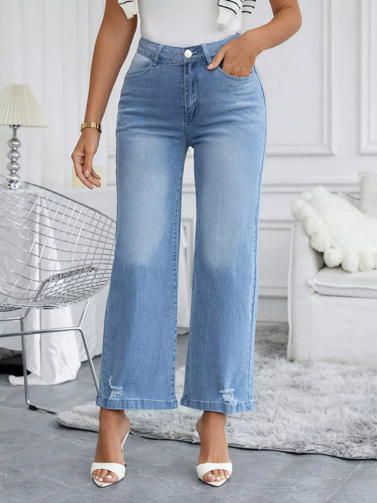 Distressed Wide Leg Jeans