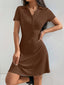 Ribbed Short Sleeve Mini Shirt Dress