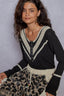 POL Ribbed Half Button Lace Detail Knit Top