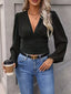 V-Neck Ruched Long Sleeve Blouse