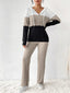 Color Block Half Zip Hooded Top and Pants Set