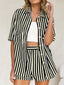 Striped Button Up Shirt and Shorts Set