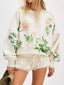 Printed Round Neck Dropped Shoulder Sweatshirt