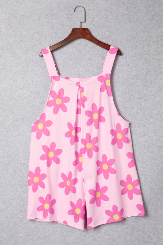 Pocketed Flower Wide Strap Overall