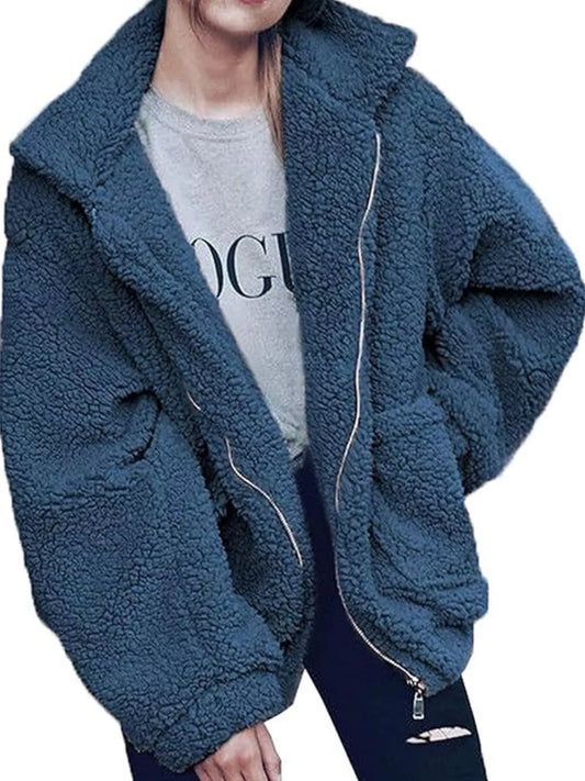 Full Size Cozy Fleece Zip Up Jacket Plus Size