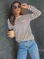 Striped Long Sleeve Sweater with Contrast Ribbed Trim