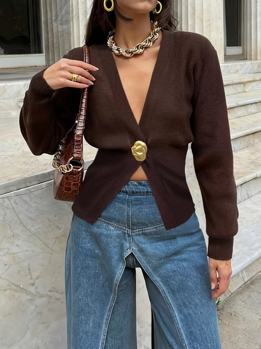 Single-Button Fitted Cardigan