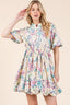 GeeGee Floral Eyelet Lace Puff Sleeve Mini Shirt Dress