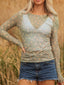 Floral Print Mesh Long Sleeve Top