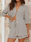 Striped Half Sleeve Top and Shorts Set