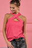 BiBi Lace Knit with Cut Out And Cross Neck Banded Top