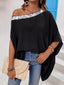 Sequined One Shoulder Batwing Sleeve Blouse