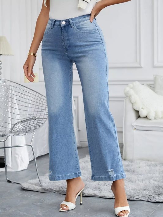 Distressed Wide Leg Jeans