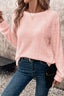 Fuzzy Ribbed Texture Round Neck Long Sleeve Top