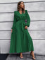 Pleated Surplice Tie Waist Maxi Dress
