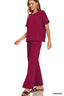 Zenana Slub Short Sleeve T-Shirt and Pants Set