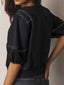 Contrast Stitches Detail Half Sleeve Blouse