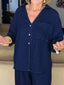 Full Size Button Down Shirt and Pants Set Plus Size