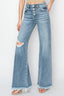 RISEN Mid Rise Button Fly Wide Leg Jeans