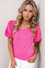 Casual Round Neck Bubble Sleeve T-Shirt