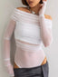 Off-Shoulder Long Sleeve Mesh Bodysuit