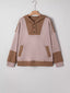 Oversize Waffle Patchwork Exposed Seam Casual Hoodie