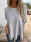 Full Size Round Neck Long Sleeve Knit Top with Lace Trim Plus Size