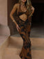 Cutout Printed Halter Neck Maxi Dress