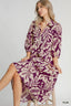 Umgee Floral Print Tiered Midi Dress