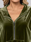 Full Size Velvet Half Zip Hoodie with Kangaroo Pocket Plus Size
